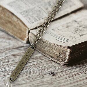 ARTISAN CRAFTED "Live in the Moment" Necklacle with Titanium Chain: NWOT!